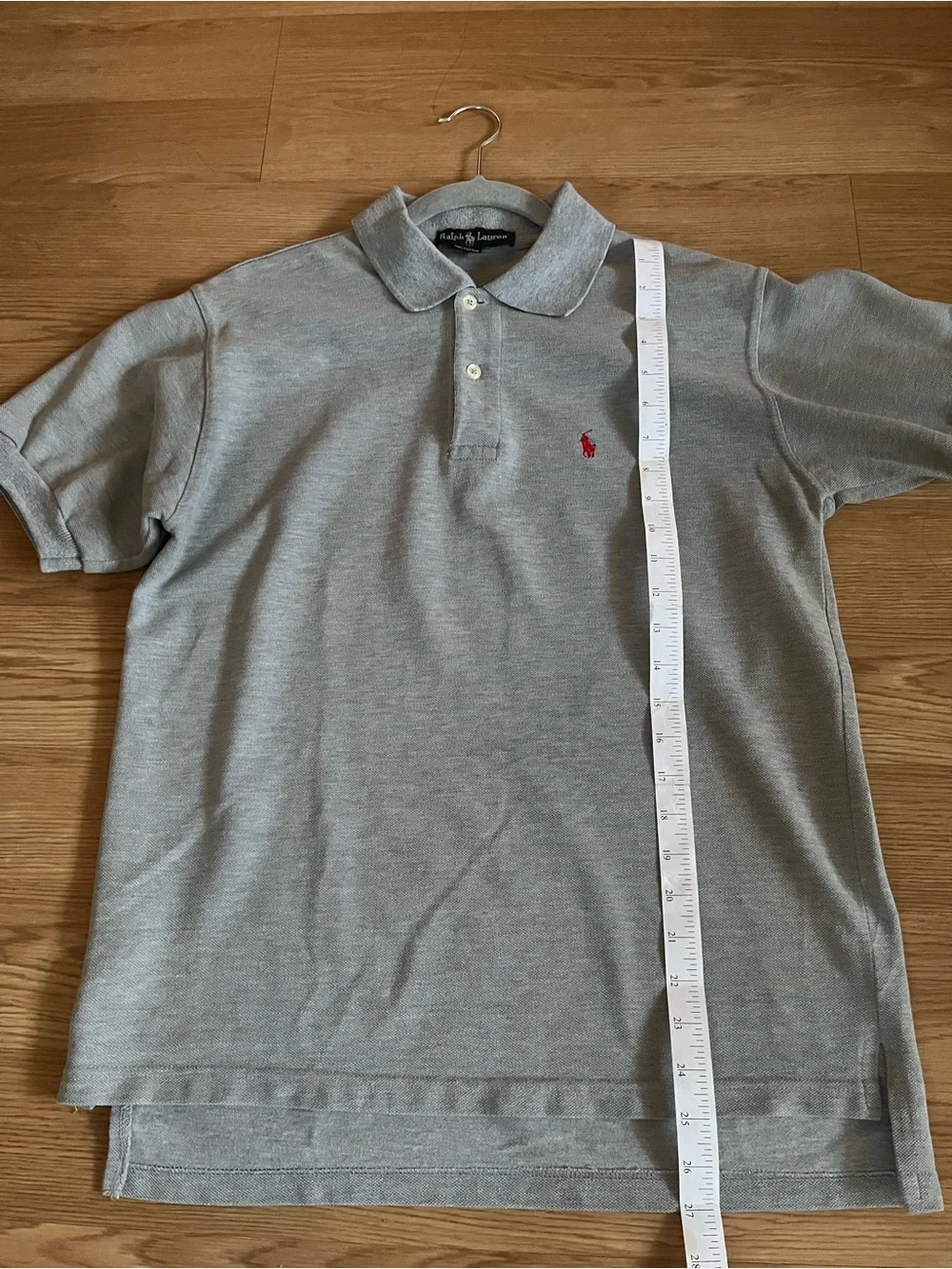 Ralph Lauren Light Gray Polo with Red Pony Embroidery